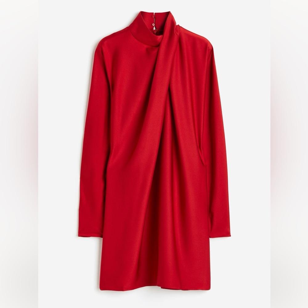 NWT H&M Red Draped Dress Size M